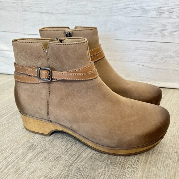 Dansko Boots Womens Size 10/41 Brook Taupe Burnished Nubuck Leather Boot - Picture 6 of 16